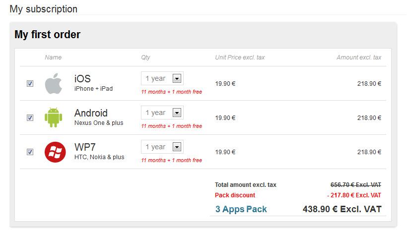An example subscription: 3 platforms with a one-year payment (1 month free) An example subscription: 3 platforms with a one-year payment (1 month free)