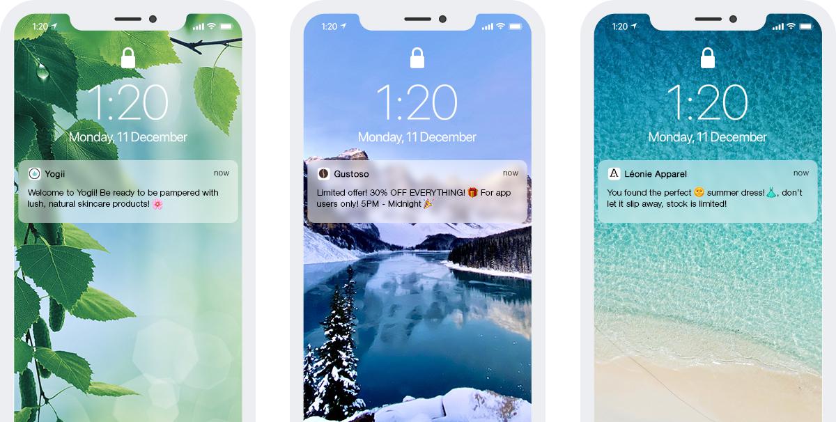 Push notifications types: Welcome / Cart abandonment / Promotional Push notifications types: Welcome / Cart abandonment / Promotional