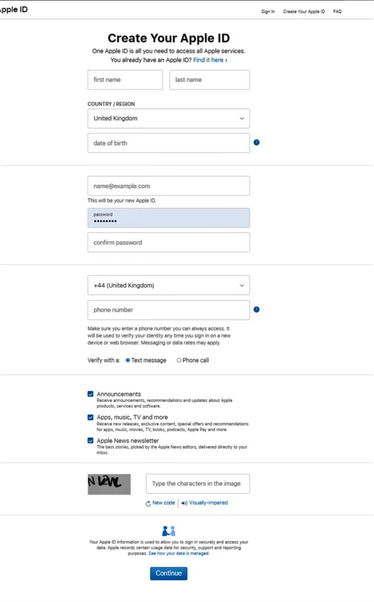 Create an Apple ID Create an Apple ID